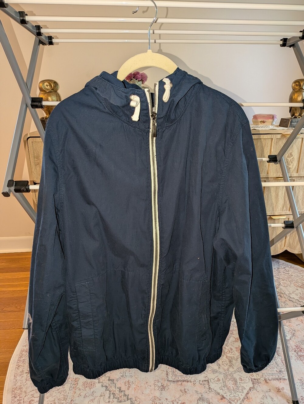 Denim & Flower Navy Hooded Zip Jacket